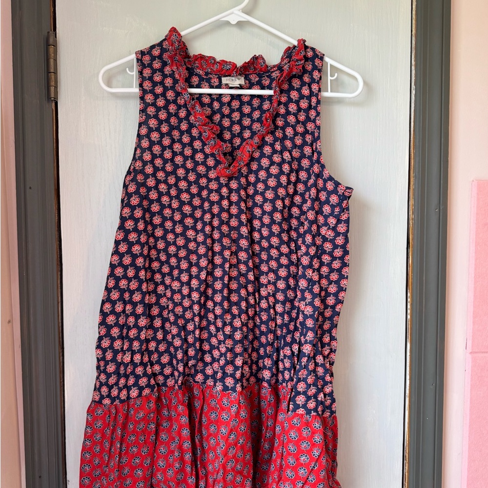 J Crew swim coverup navy and red small paisley